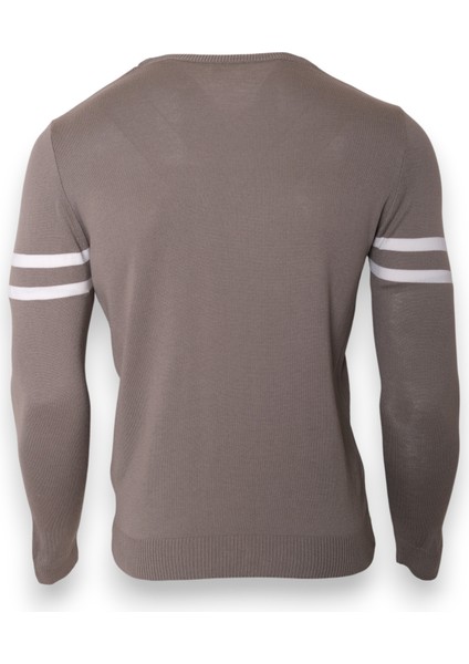 Erkek Triko Kol Çizgi Detaylı Kazak