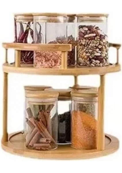 MEN820 Bambu Iki Katlı Döner Stand 25,3X24,5 cm fiyatları