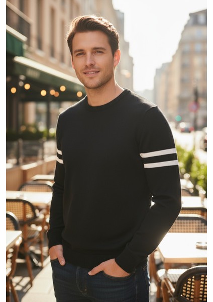 Erkek Triko Kol Çizgi Detaylı Kazak fiyatları