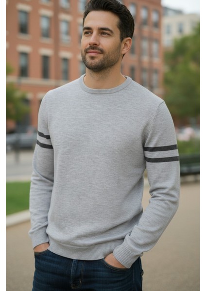 Erkek Triko Kol Çizgi Detaylı Kazak fiyatları