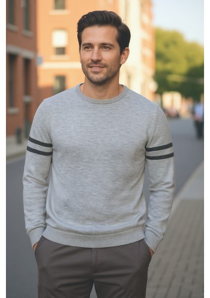 Erkek Triko Kol Çizgi Detaylı Kazak fırsatları