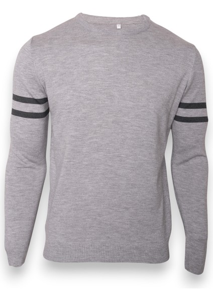 Erkek Triko Kol Çizgi Detaylı Kazak