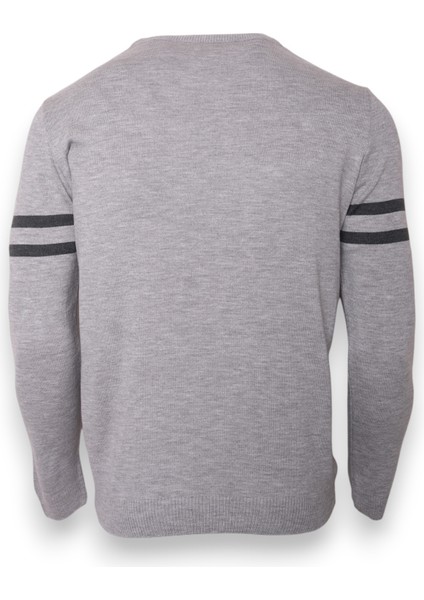 Erkek Triko Kol Çizgi Detaylı Kazak