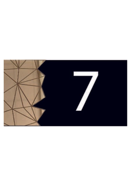 Dekoratif Aynalı Modern Kapı Numarası - Gold 7