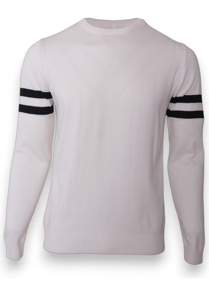 Erkek Triko Kol Çizgi Detaylı Kazak