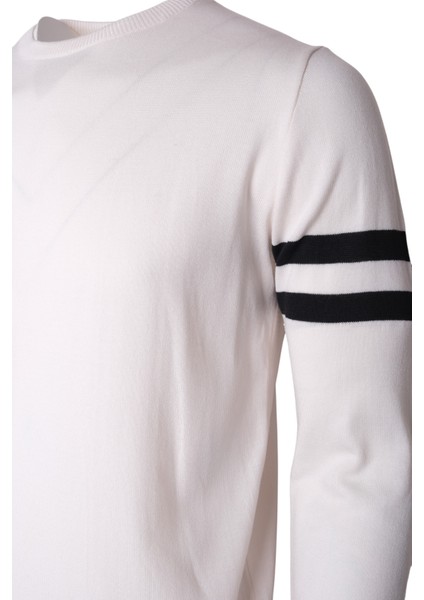 Erkek Triko Kol Çizgi Detaylı Kazak