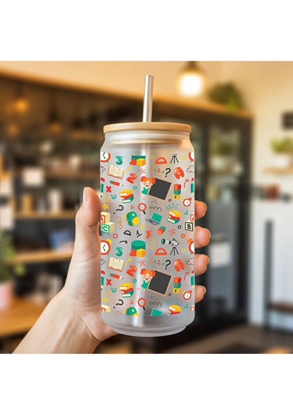 Çocuklar Için Pipetli Su Süt Meyve Suyu Cam Suluk - Çocuklar Için Suluk (600 Ml)