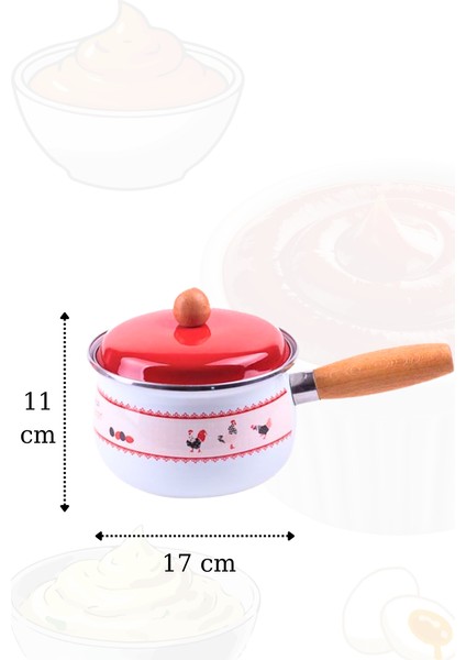 Metal Kırmızı Kapaklı 17 cm Emaye - Sosluk - Ahşap Saplı modelleri