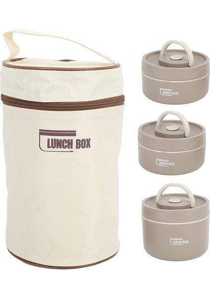 Taşınabilir Öğle Yemeği Kabı Paslanmaz Çelik Yalıtımlı Kapaklı Yuvarlak Termal Kutu Bento Box