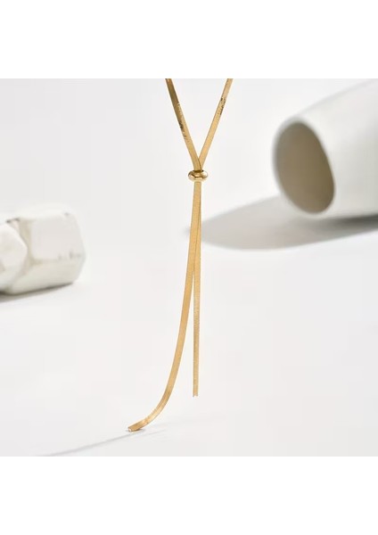 Ayarlanabilir Paslanmaz Çelik Uzun Kolye-Altın rengi fiyatları