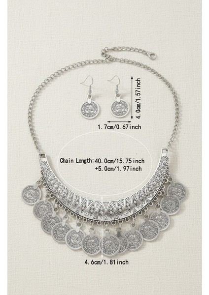 Otantik Bohem Takı Seti/ Vintage Taşlı Püskül Kolye-Küpe Etnik Tarz Seti modelleri