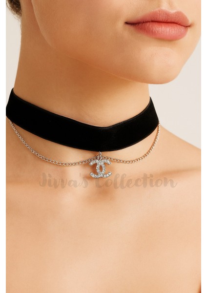 Gotik Siyah Kadife Kolye. Kadife Choker Kolye Ayarlanabilir Zincir. Zirkon Taş Detaylı