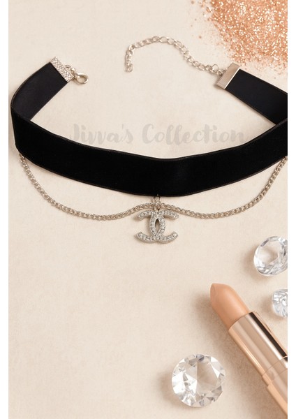 Gotik Siyah Kadife Kolye. Kadife Choker Kolye Ayarlanabilir Zincir. Zirkon Taş Detaylı modelleri