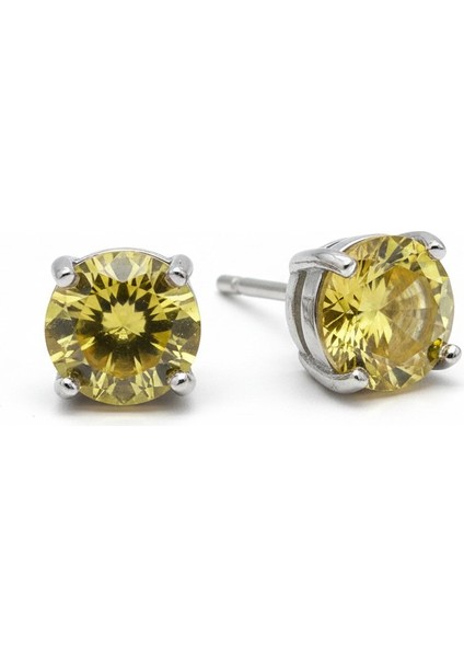 925 Ayar Gümüş Sarı Taşlı Kadın Çivi Küpe – Parlak Zirkon Tektaş Model fiyatları