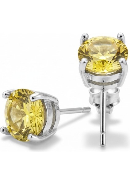 925 Ayar Gümüş Sarı Taşlı Kadın Çivi Küpe – Parlak Zirkon Tektaş Model modelleri