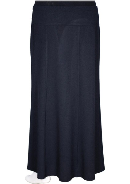 Hesna Kadın Nida Kışlık Büyük Beden Taşlı Astarsız Lastikli Lacivert Etek modelleri