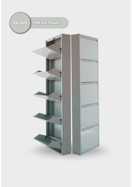 5'li Metal Ayakkabılık - Açık Gri