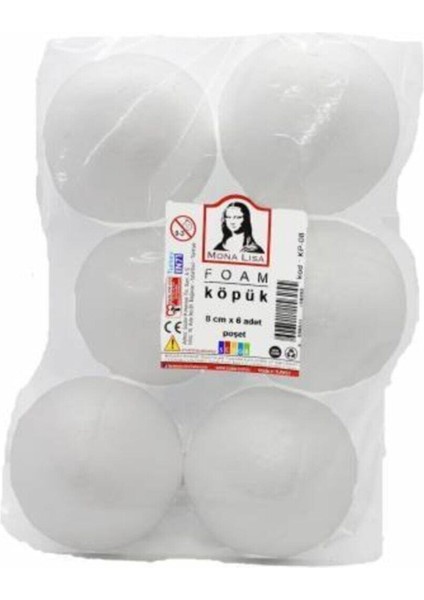 Strafor Köpük Top 8 cm 6 Adet KP08