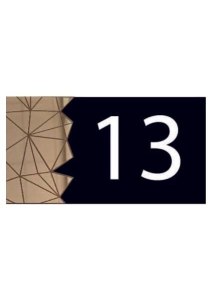 Dekoratif Aynalı Modern Kapı Numarası - Gold 13