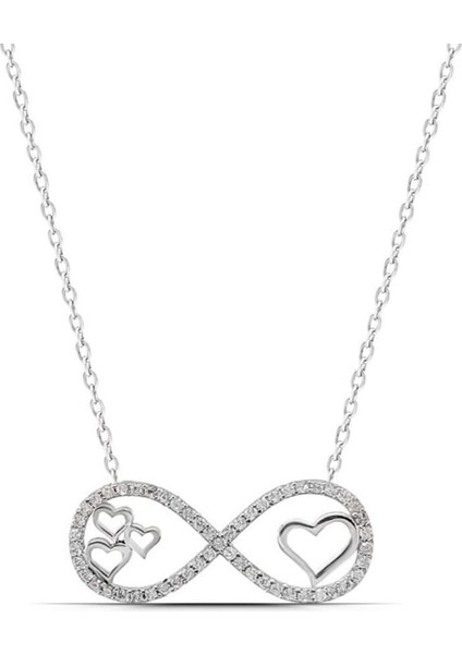 925 Ayar Gümüş Taşlı Sonsuzluk Kalp Kolye