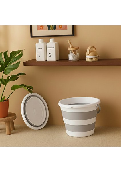 Katlanabilir Silikon Kova 12 Litre - Yer Tasarruflu, Taşınabilir, Çok Amaçlı Su Kovası - Kamp, Oto, Ev, Temizlik Kovası