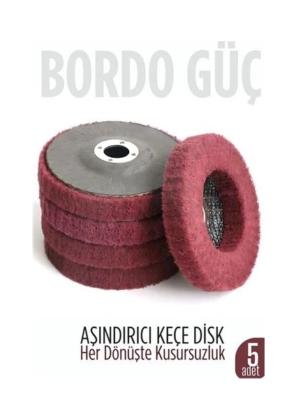 Bfs 11 cm Endüstriyel Aşındırıcı Keçe Disk – 22 mm Iç Çaplı Zımpara Fırçası 5 Adet