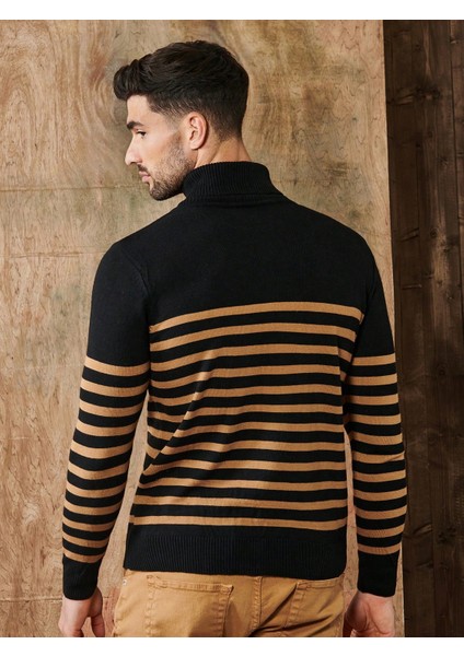 Erkek Boğazlı Çizgili Triko Kazak modelleri