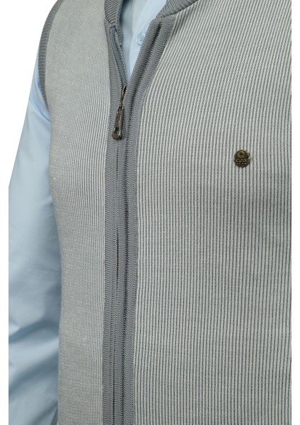 Erkek Triko Yelek Fermuarlı Cepli Çelik Örgü Triko Klasik Kalıp - 5015J modelleri