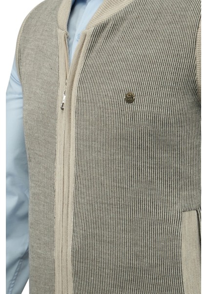 Erkek Triko Yelek Fermuarlı Cepli Çelik Örgü Triko Klasik Kalıp - 5015J modelleri