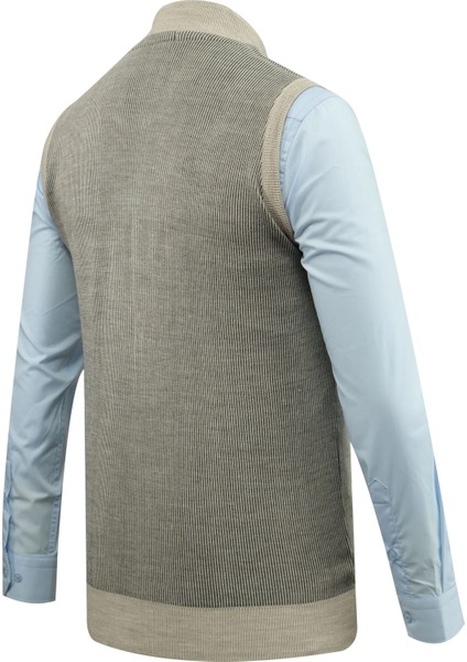 Erkek Triko Yelek Fermuarlı Cepli Çelik Örgü Triko Klasik Kalıp - 5015J fırsatları