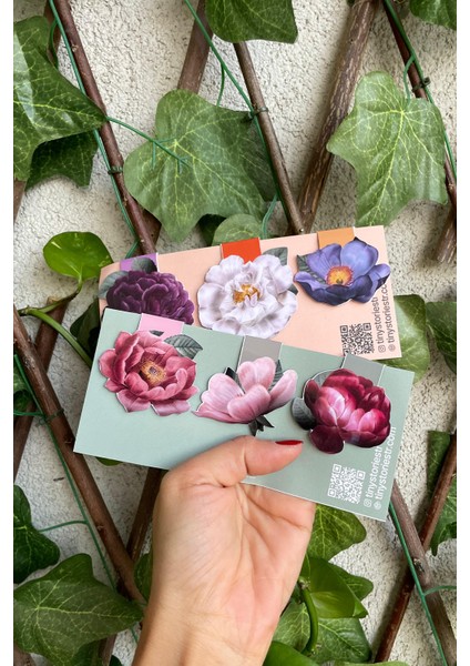 Mıknatıslı Kitap Ayracı - Çiçek Temalı 6 Adet