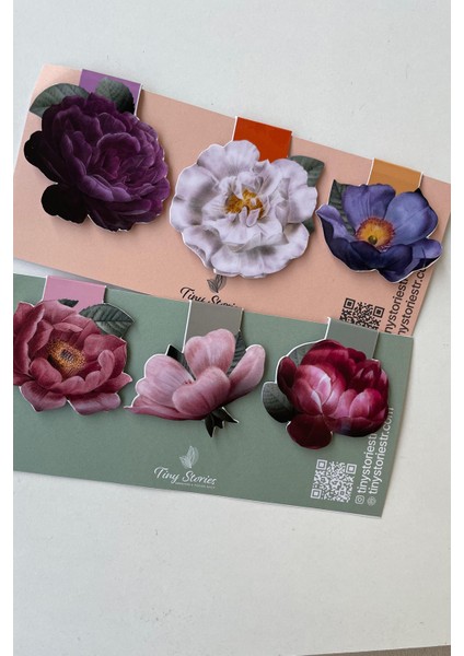 Mıknatıslı Kitap Ayracı - Çiçek Temalı 6 Adet modelleri