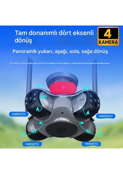 4 Kameralı Wifi 16MP Akıllı Gece Görüşlü Sesli Kamera Türkçe Uzaktan Izleme Sirenli Ultra Hd Ptz Hareketli fiyatları
