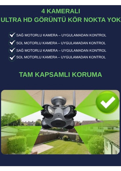 4 Kameralı Wifi 16MP Akıllı Gece Görüşlü Sesli Kamera Türkçe Uzaktan Izleme Sirenli Ultra Hd Ptz Hareketli fırsatları