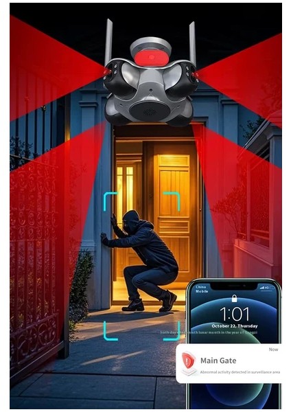 4 Kameralı Wifi 16MP Akıllı Gece Görüşlü Sesli Kamera Türkçe Uzaktan Izleme Sirenli Ultra Hd Ptz Hareketli