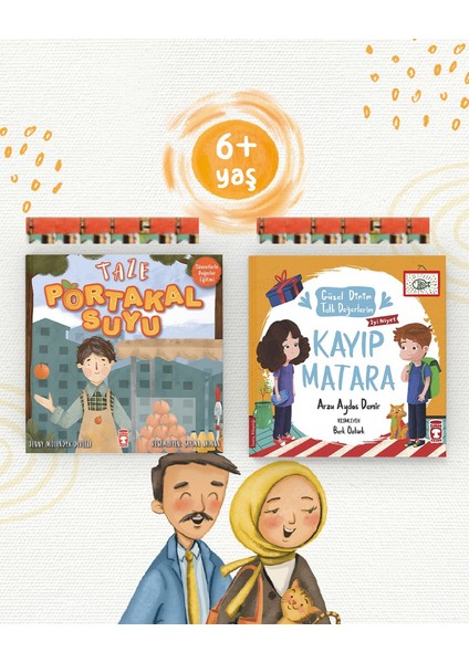 6+ Yaş- Taze Portakal Suyu, Kayıp Matara - Güzel Dinim Tatlı Değerlerim (Fleksi Cilt)(2kitap)