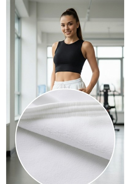 Kadın Geniş Paça Eşofman Altı Şardonlu/içi Polarlı Yüksek Bel Bol Kesim Jogger Alt