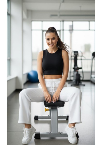 Kadın Geniş Paça Eşofman Altı Şardonlu/içi Polarlı Yüksek Bel Bol Kesim Jogger Alt fiyatları