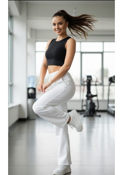 Kadın Geniş Paça Eşofman Altı Şardonlu/içi Polarlı Yüksek Bel Bol Kesim Jogger Alt modelleri