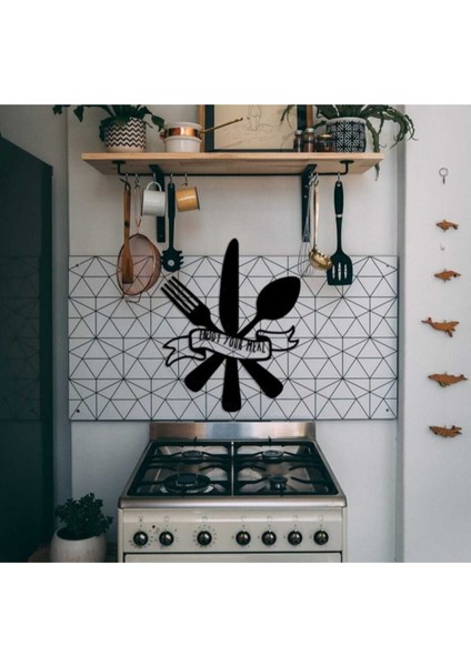 Enjoy Your Meal Yazılı Mutfak Duvar Dekorasyon Hediyelik Ürünler Hiç Yazan 30X30 Tablolar