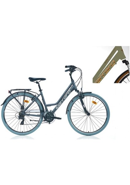 Elıte 705 Kadın Şehir Bisikleti 460H V 28 Jant 21 Vites Mat Metalik Açık Yeşil Kahve Bakır