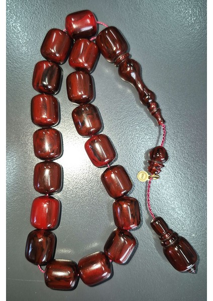 15X13MM Siyah Hareli Kırmızı Efe Boy Usta Mühürlü Katalin Tesbih fiyatları
