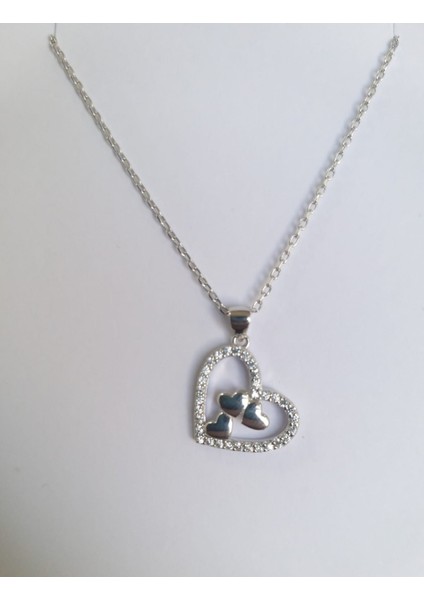 925 Ayar Gümüş Taşlı Kalp Kolye