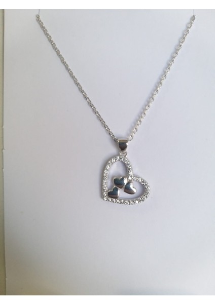 925 Ayar Gümüş Taşlı Kalp Kolye fiyatları