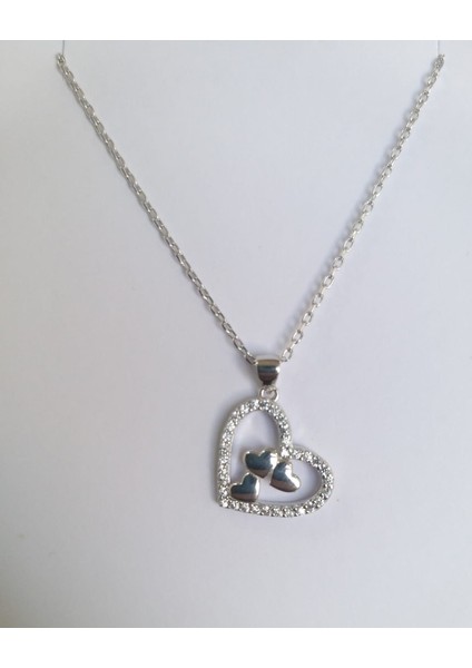 925 Ayar Gümüş Taşlı Kalp Kolye modelleri