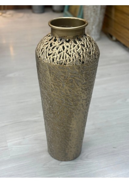Gold Telkari Eskitme Vazo 65 cm