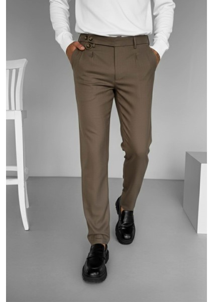 Erkek Pileli Kumaş Pantolon Açık Kahve indirimleri