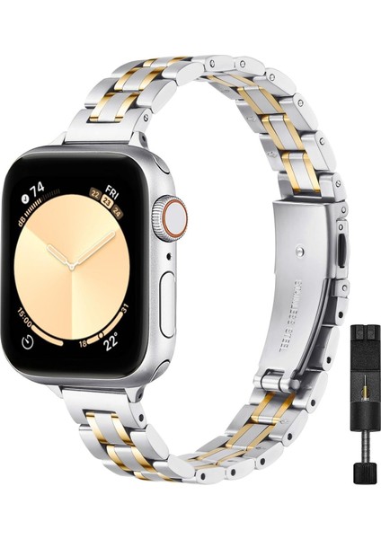 Apple Watch 11-10 (46MM) 9 8 7 (45MM) 6 5 4 Se (44MM) Ultra 49MM Uyumlu 5 Parçalı Bakla Çelik Kordon