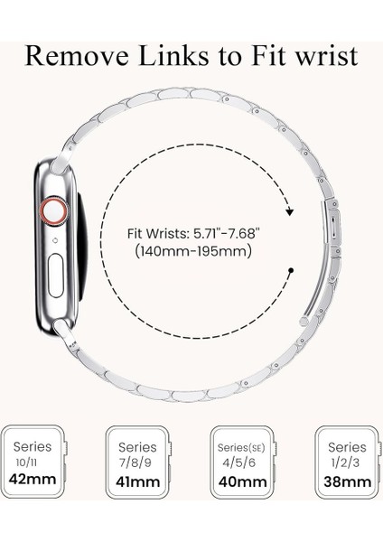 Apple Watch 11-10 (46MM) 9 8 7 (45MM) 6 5 4 Se (44MM) Ultra 49MM Uyumlu 5 Parçalı Bakla Çelik Kordon modelleri