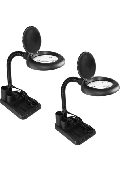 2x LED Büyütme Lambası 5x 10X Büyüteç Işık Tablosu ve Masa Lambası Zemin Standı Okuma Için Büyüteç Camı Abd Fiş (Yurt Dışından)